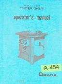 Amada-Amada CS-220, CSH-220 Corner Shear Operations and Wiring manual 1979-CS-220-CSH-220-01